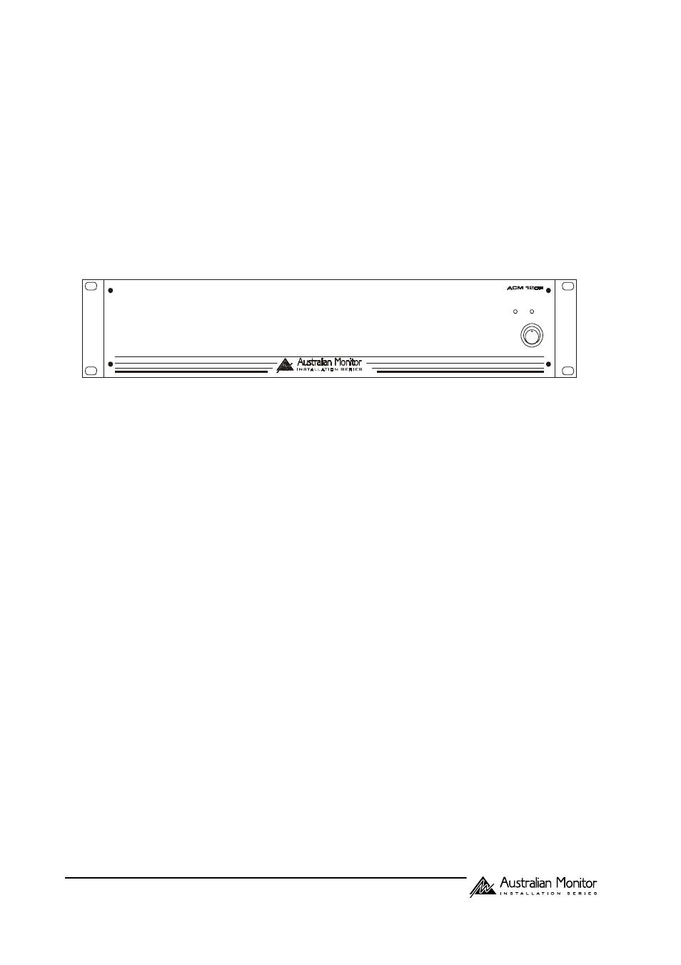 Product description, Front panel features, Power switch | On led, Signal led, Rack mounting | Australian Monitor ACM120 User Manual | Page 2 / 6