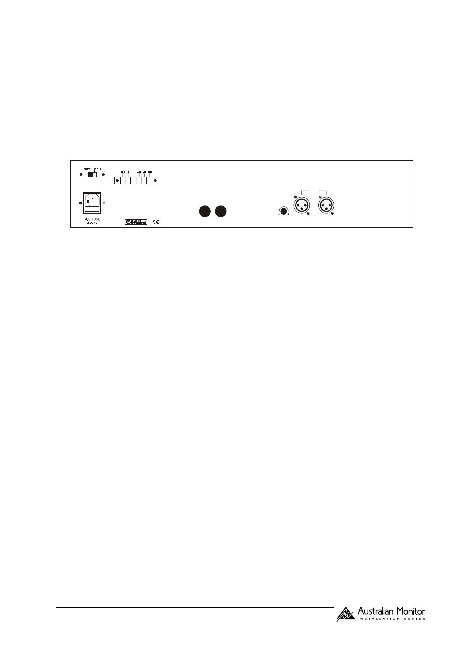Rear panel features, Ac power inlet, Speaker output terminal strip | Level control, Rack mounting | Australian Monitor Audio Telex ACM250P User Manual | Page 3 / 6