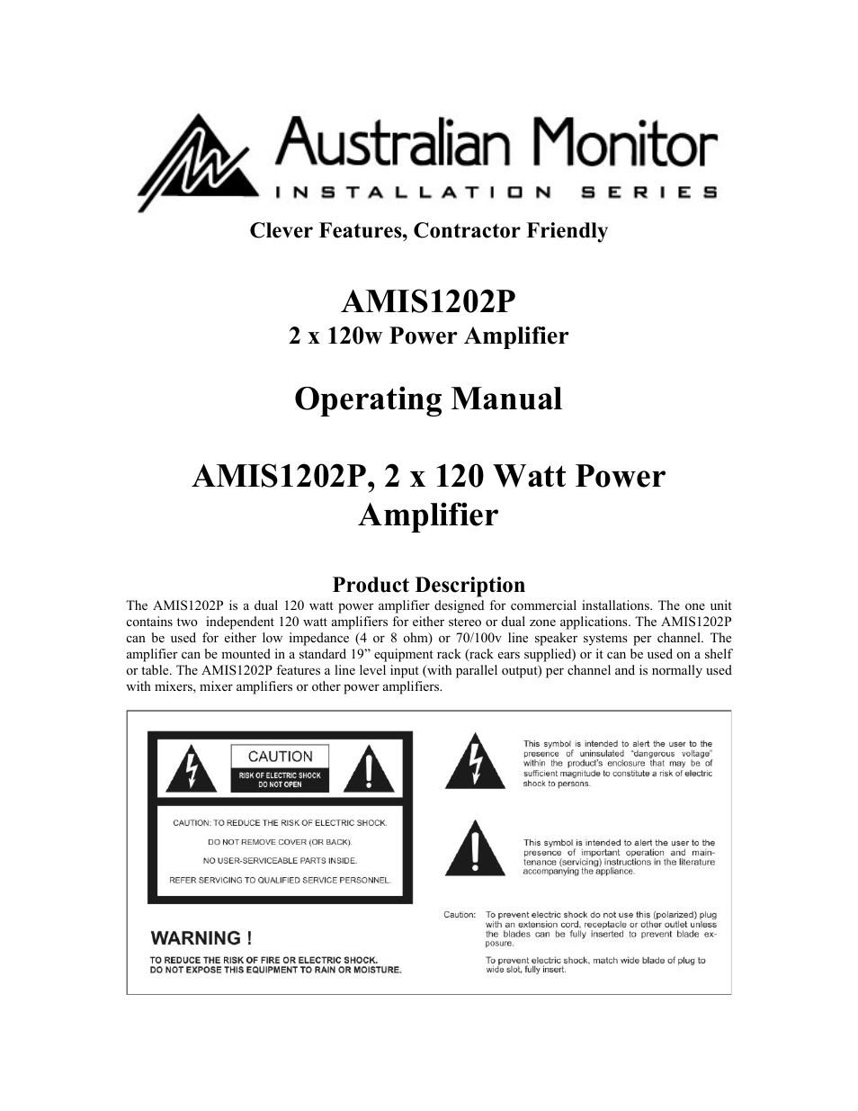 Australian Monitor AMIS1202P User Manual | 5 pages