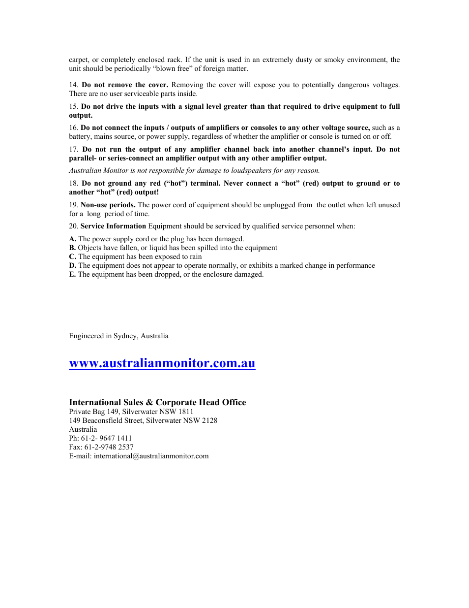 Australian Monitor AMIS1202P User Manual | Page 5 / 5