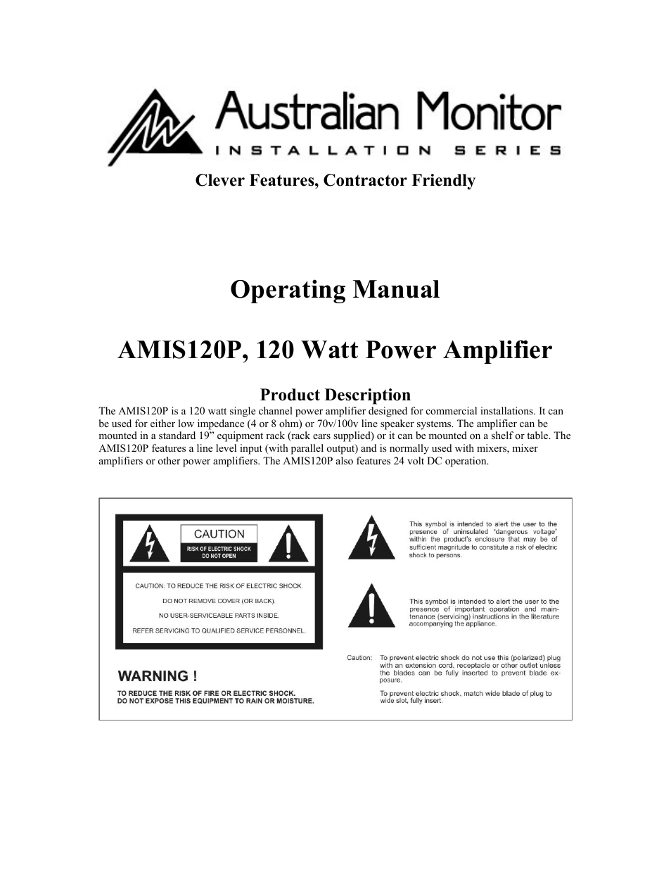 Australian Monitor AMIS120P User Manual | 5 pages