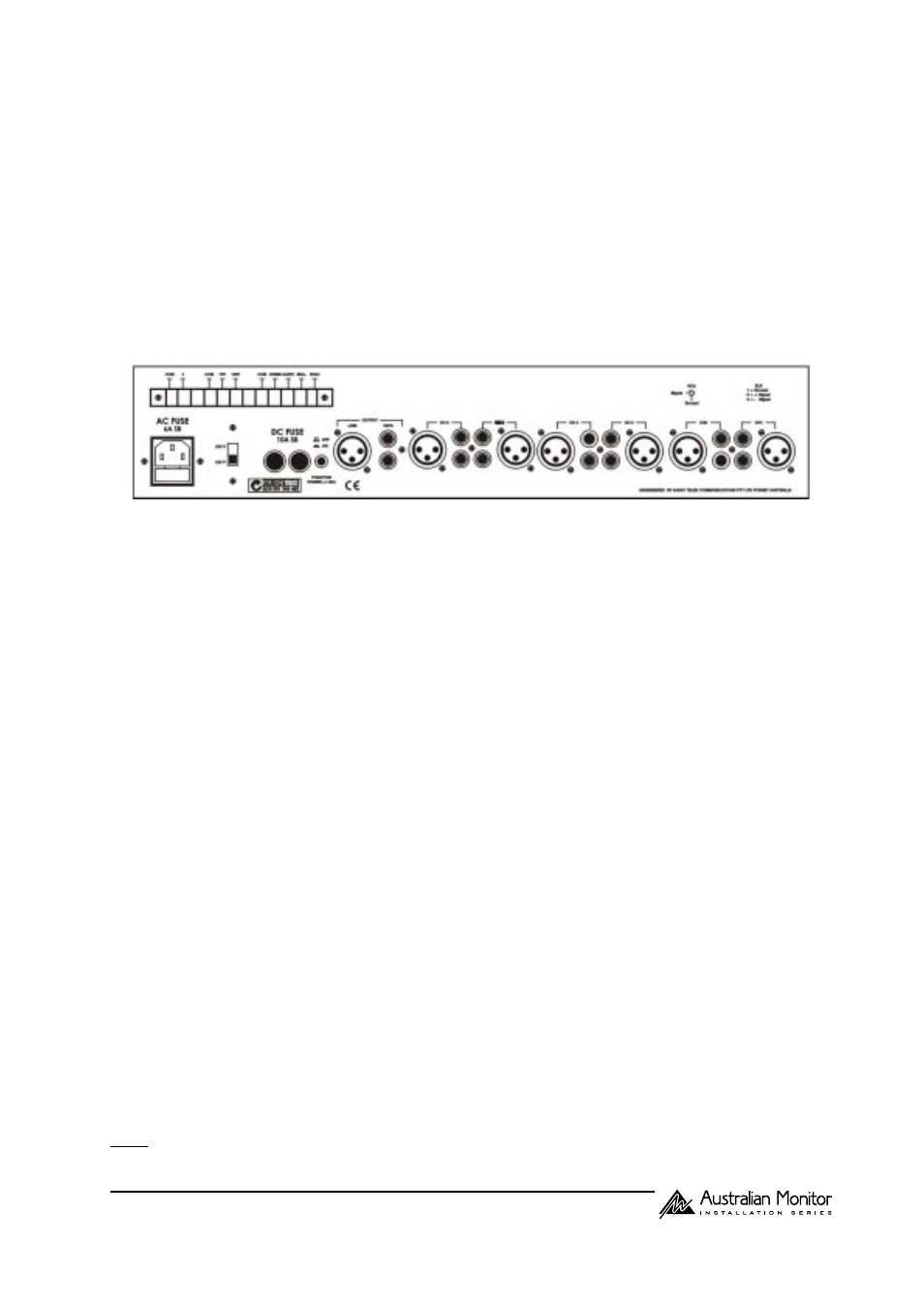 Rear panel features | Australian Monitor Audio Telex ACM250 User Manual | Page 3 / 7