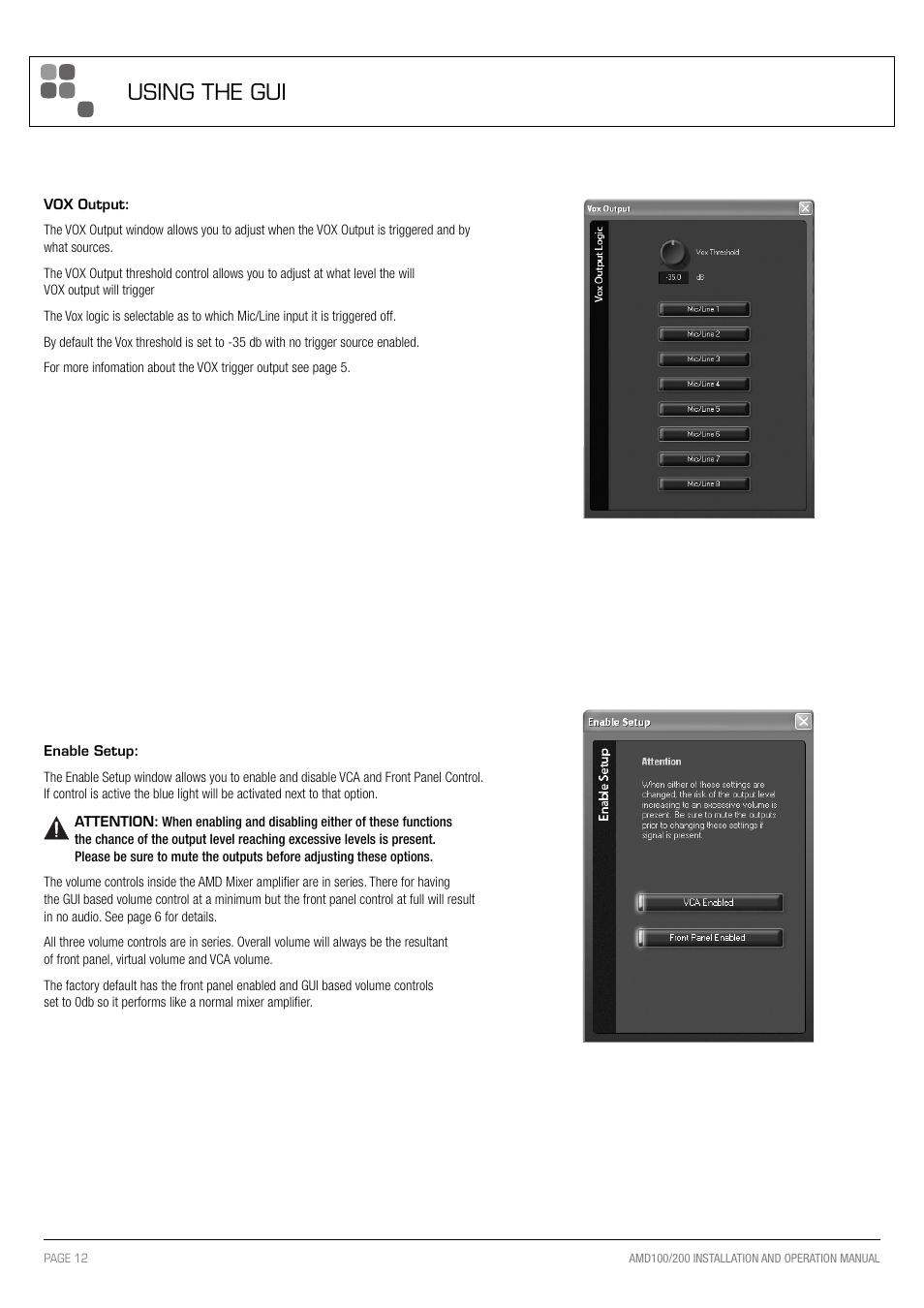 Using the gui | Australian Monitor AMD200 User Manual | Page 12 / 20