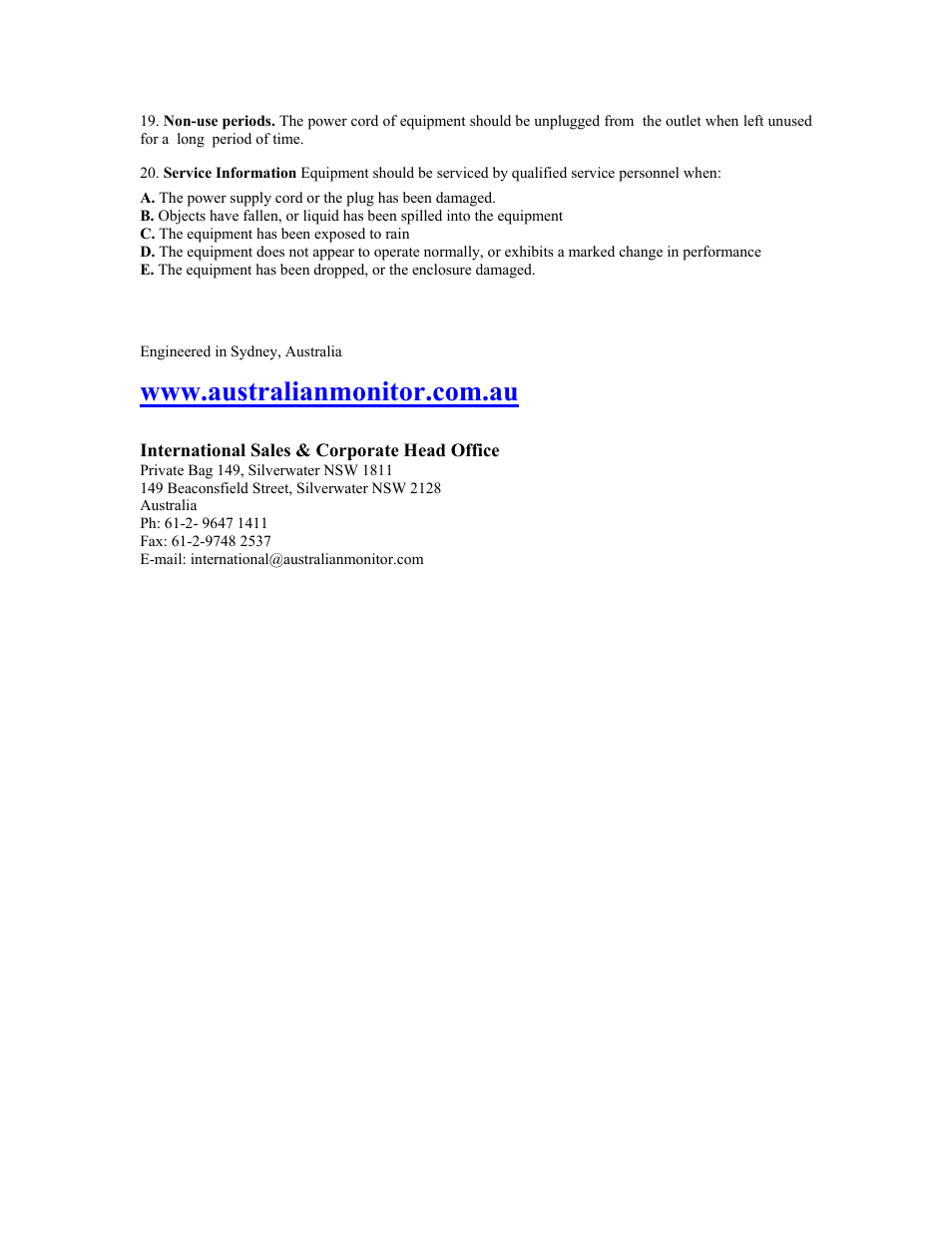 Australian Monitor AMIS250 User Manual | Page 7 / 7