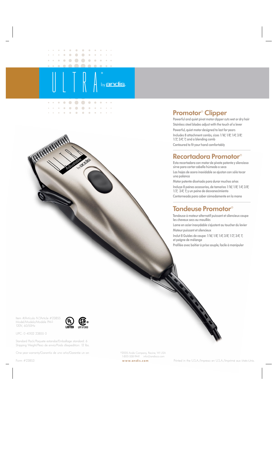 Andis Company clipper User Manual | 1 page