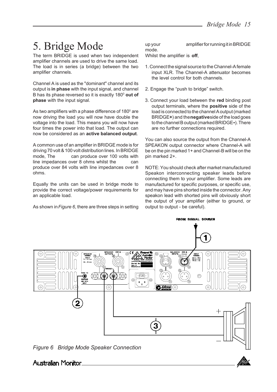 Bridge mode, Bridge mode 15 | Australian Monitor KA800 User Manual | Page 15 / 20