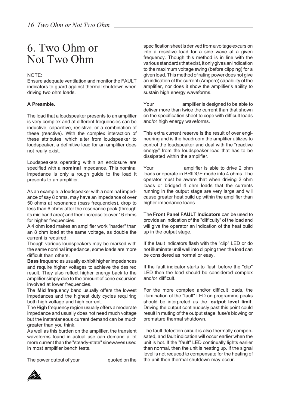 Two ohm or not two ohm, 16 two ohm or not two ohm | Australian Monitor KA800 User Manual | Page 16 / 20