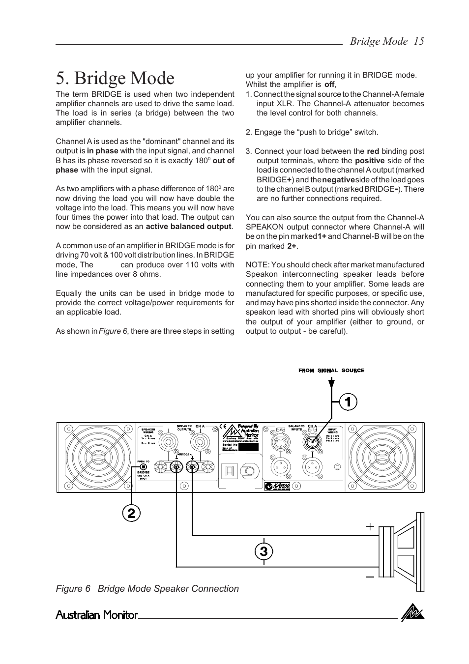Bridge mode, Bridge mode 15 | Australian Monitor KA1500 User Manual | Page 15 / 20