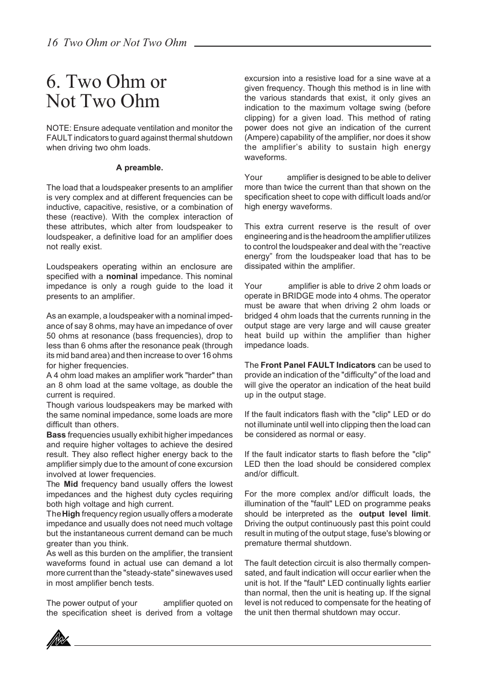 Two ohm or not two ohm, 16 two ohm or not two ohm | Australian Monitor KA1500 User Manual | Page 16 / 20