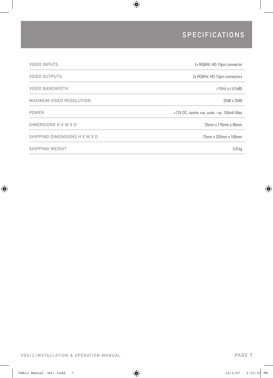 Australian Monitor VGA12 User Manual | Page 7 / 8