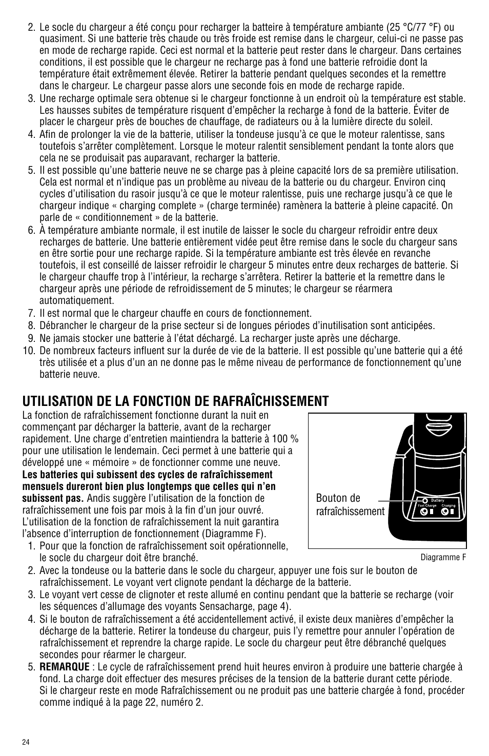 Utilisation de la fonction de rafraîchissement | Andis Company AGRC User Manual | Page 24 / 28