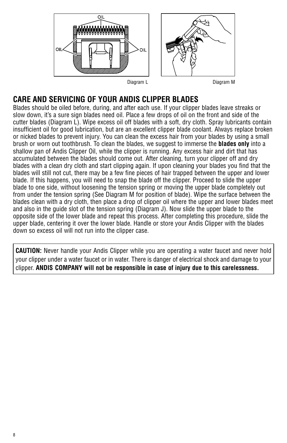 Care and servicing of your andis clipper blades | Andis Company AGRC User Manual | Page 8 / 28