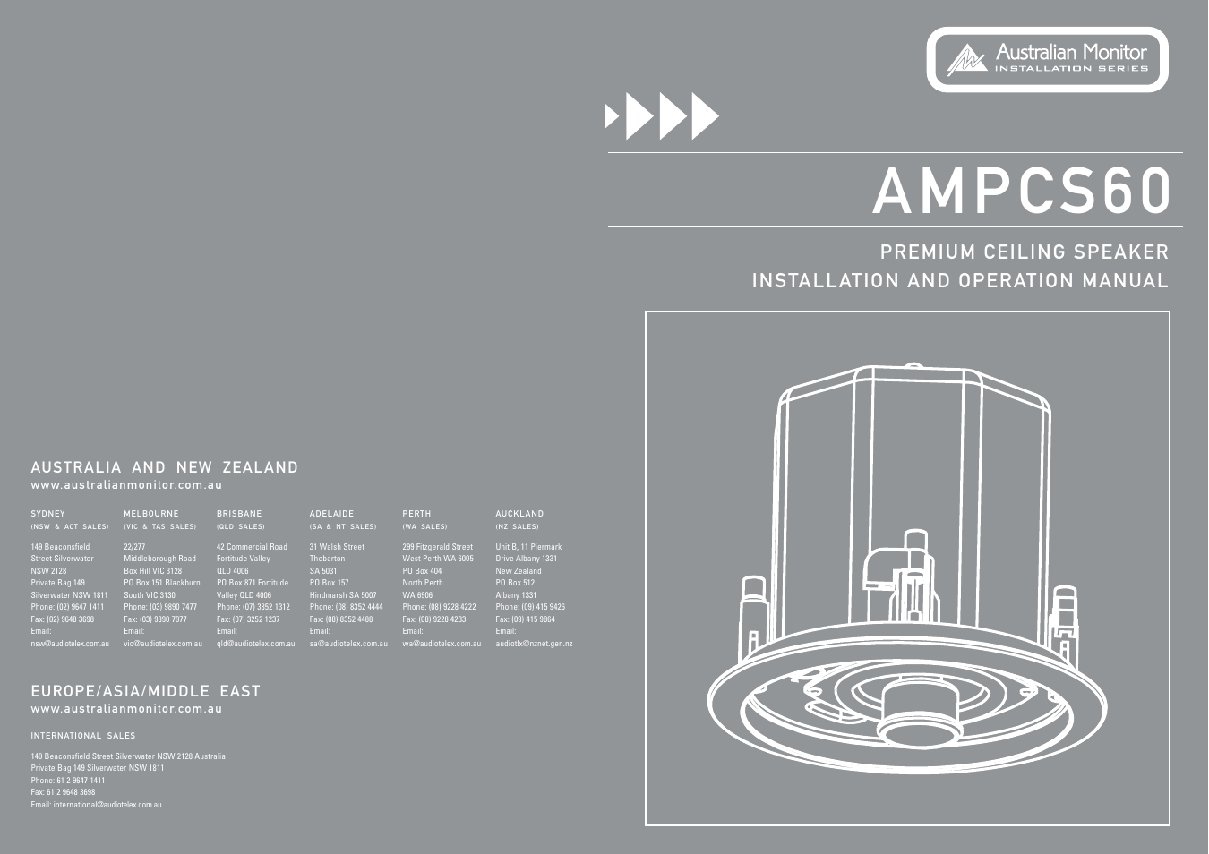 Australian Monitor AMPCS60 User Manual | 6 pages