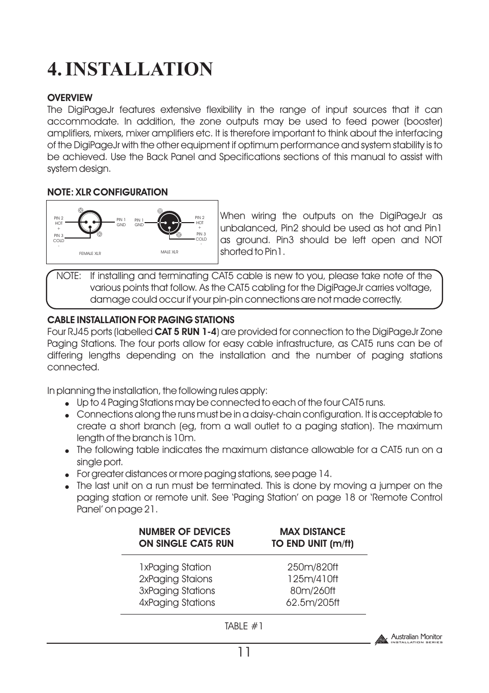 Installation | Australian Monitor DigiPage User Manual | Page 11 / 24