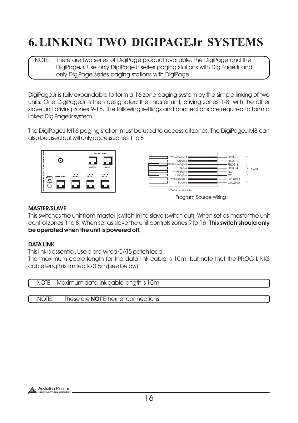 Linking two digipagejr systems | Australian Monitor DigiPage User Manual | Page 16 / 24