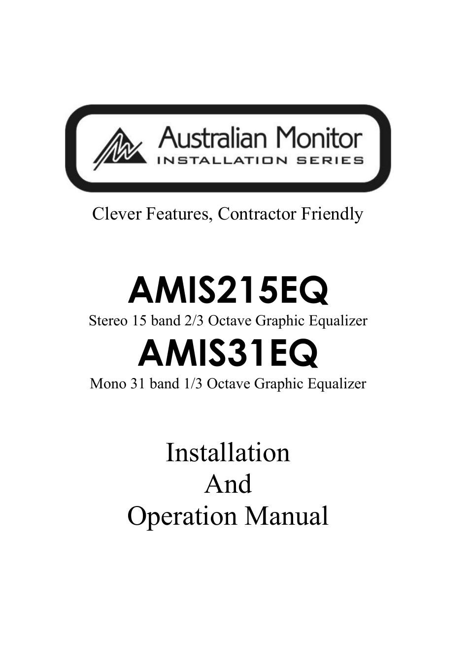 Australian Monitor AMIS31EQ User Manual | 12 pages