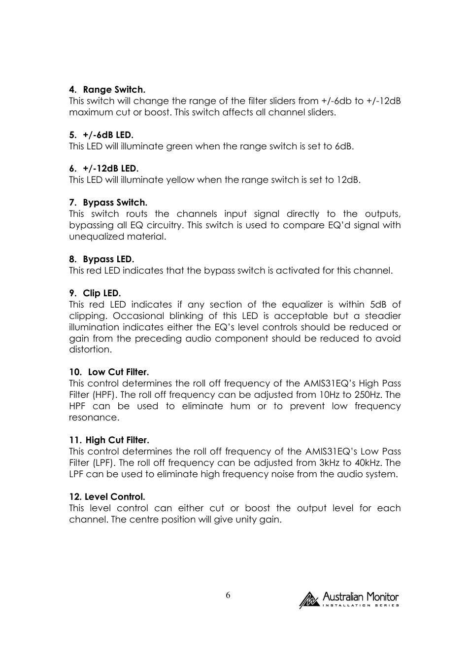 Australian Monitor AMIS31EQ User Manual | Page 6 / 12
