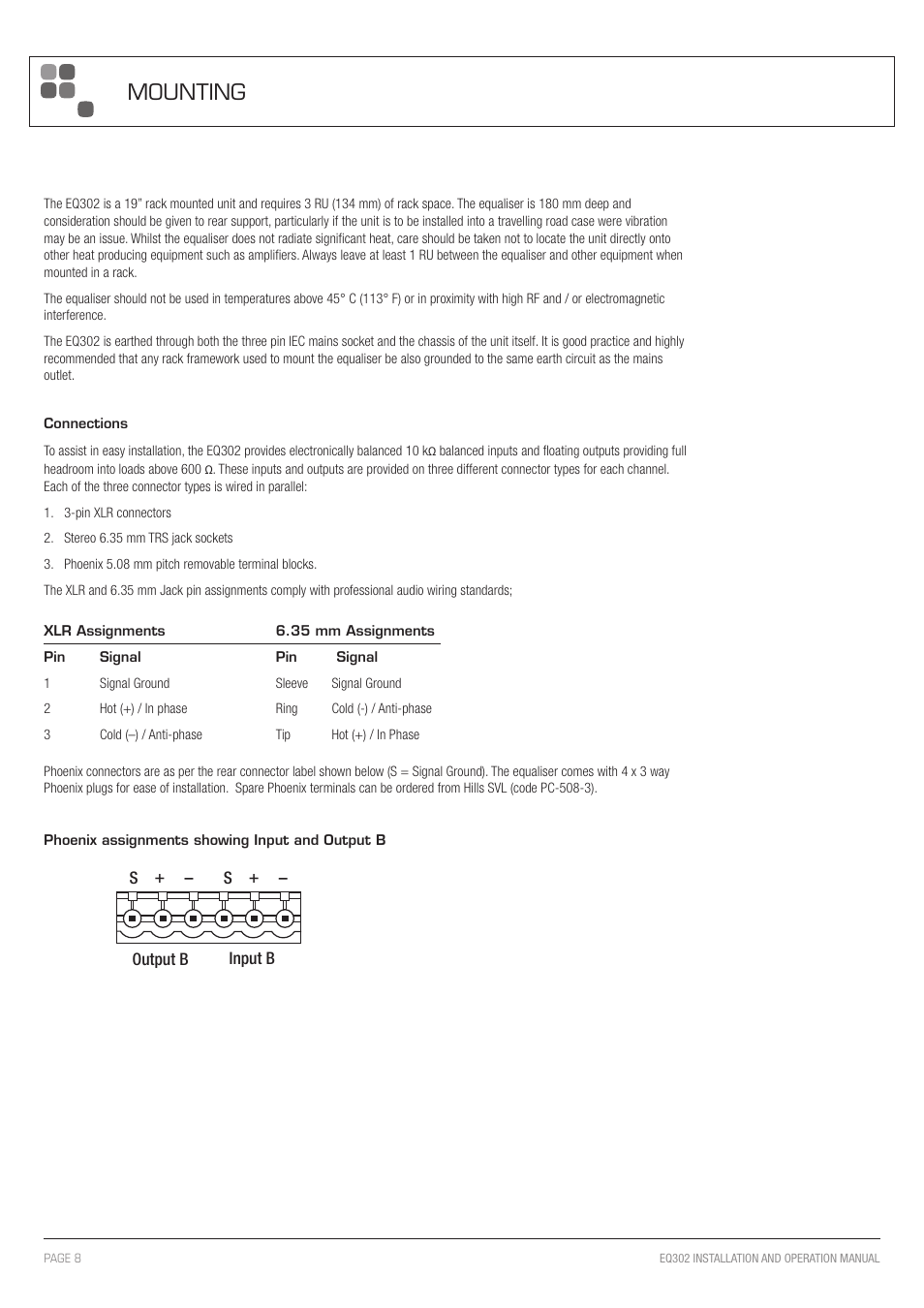 Mounting | Australian Monitor EQ302 User Manual | Page 8 / 12