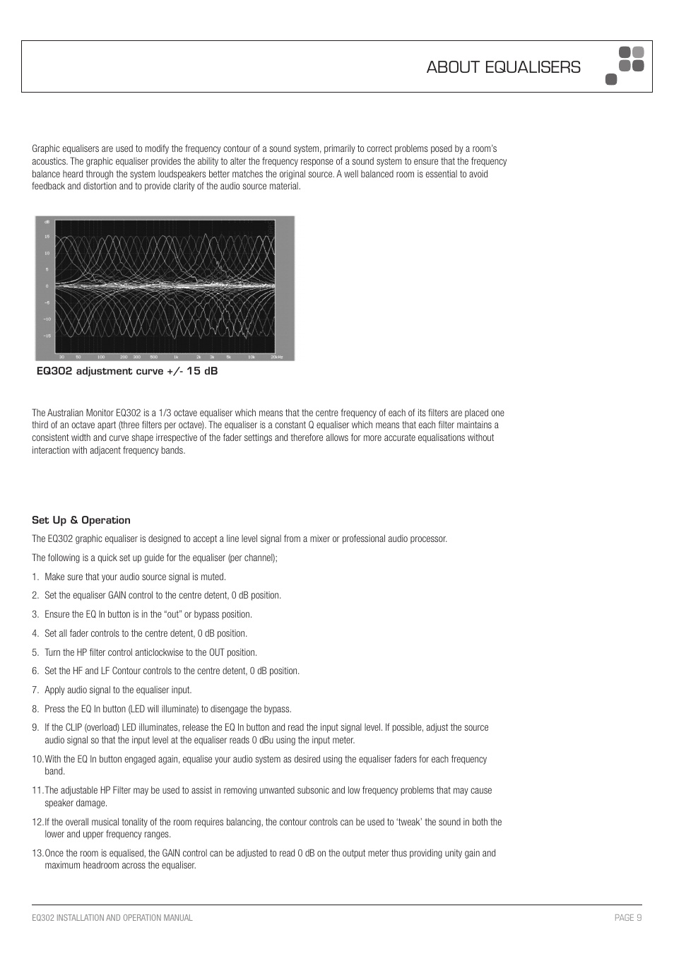 About equalisers | Australian Monitor EQ302 User Manual | Page 9 / 12