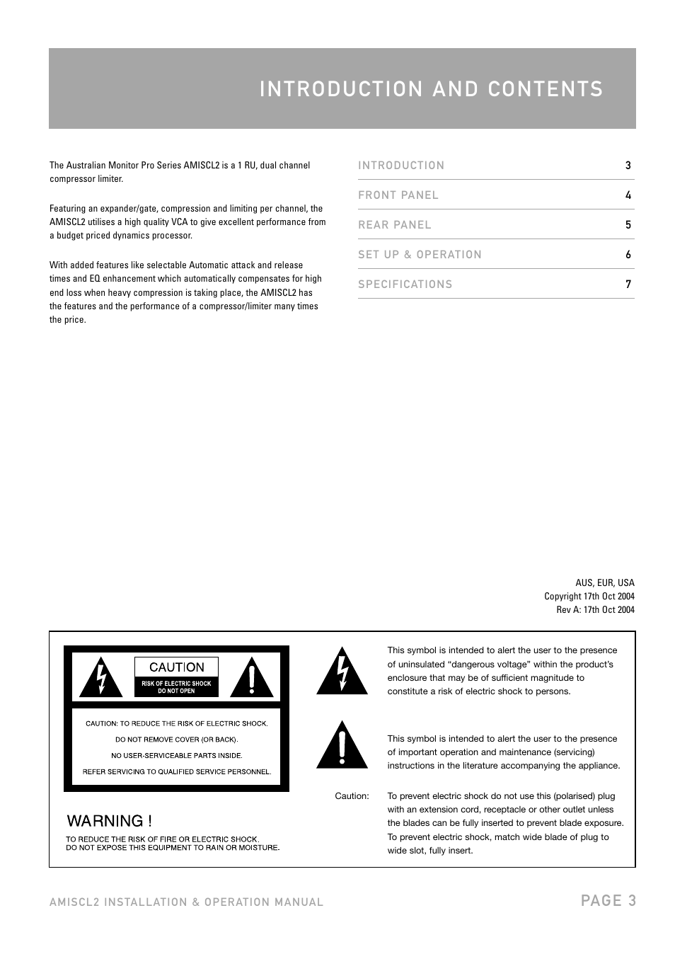 Pag e 3 | Australian Monitor AMISCL2 User Manual | Page 3 / 8