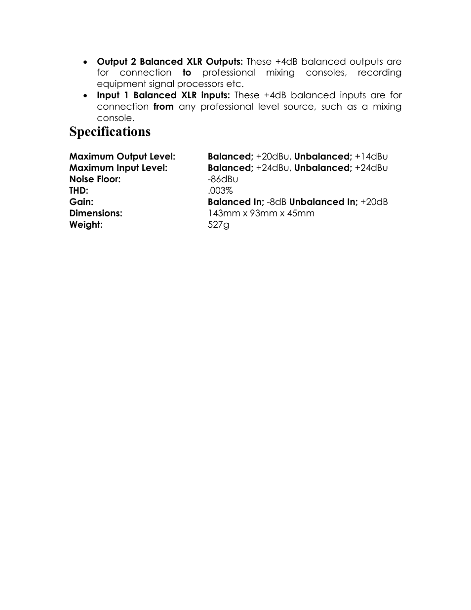 Specifications | Australian Monitor AMISSC2 User Manual | Page 2 / 3