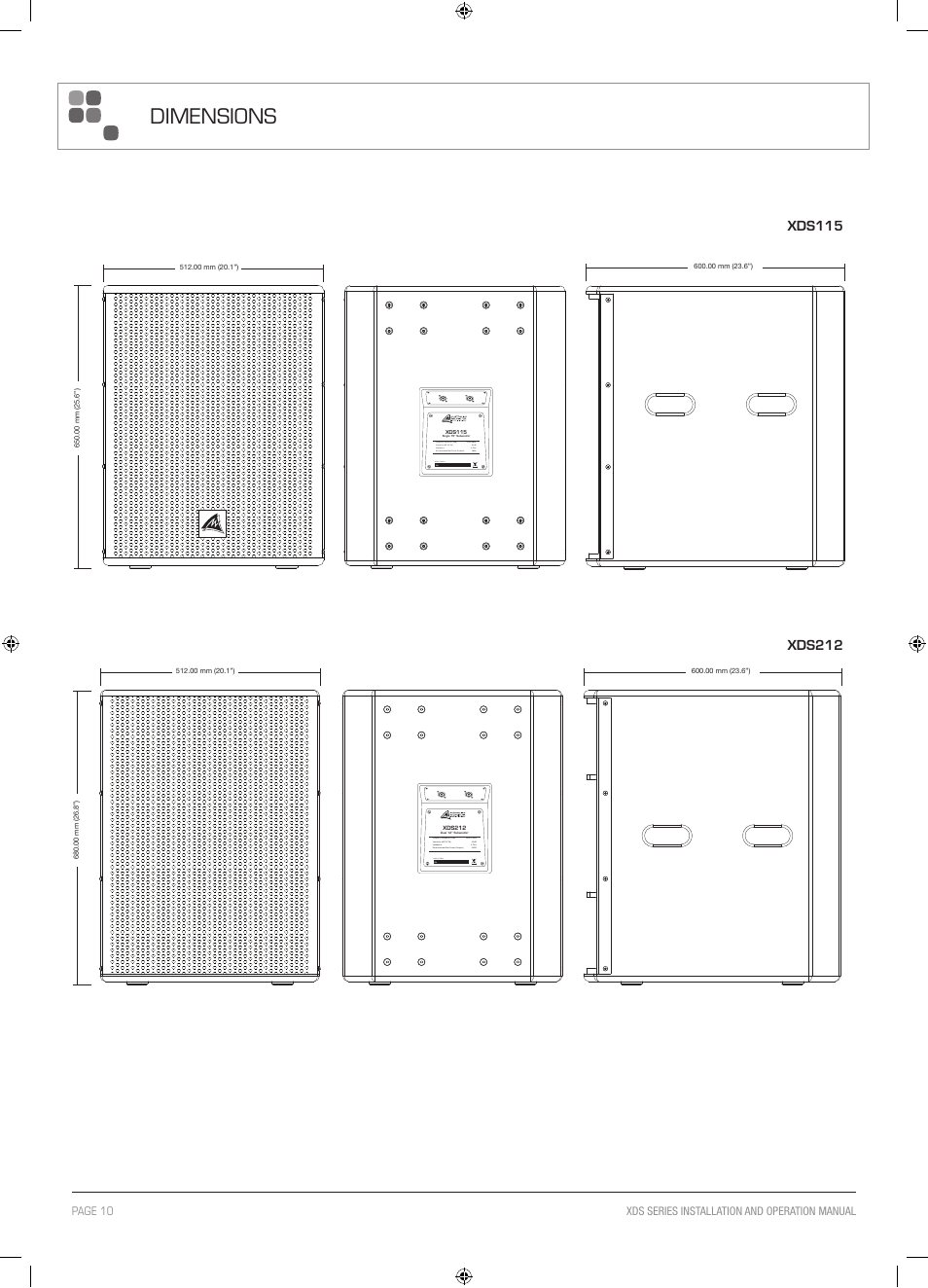 Dimensions | Australian Monitor XDS Series User Manual | Page 10 / 12