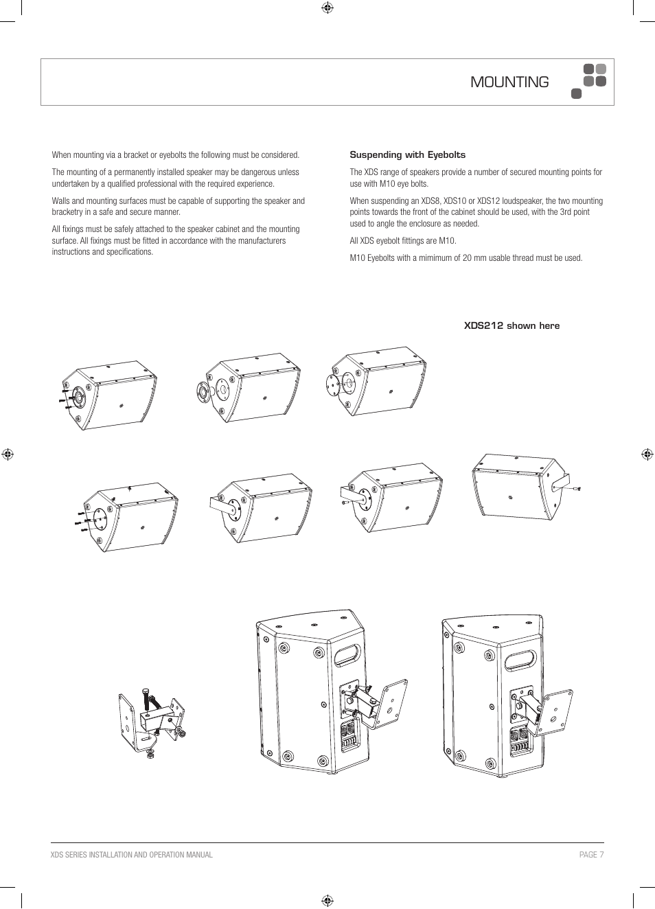 Mounting | Australian Monitor XDS Series User Manual | Page 7 / 12