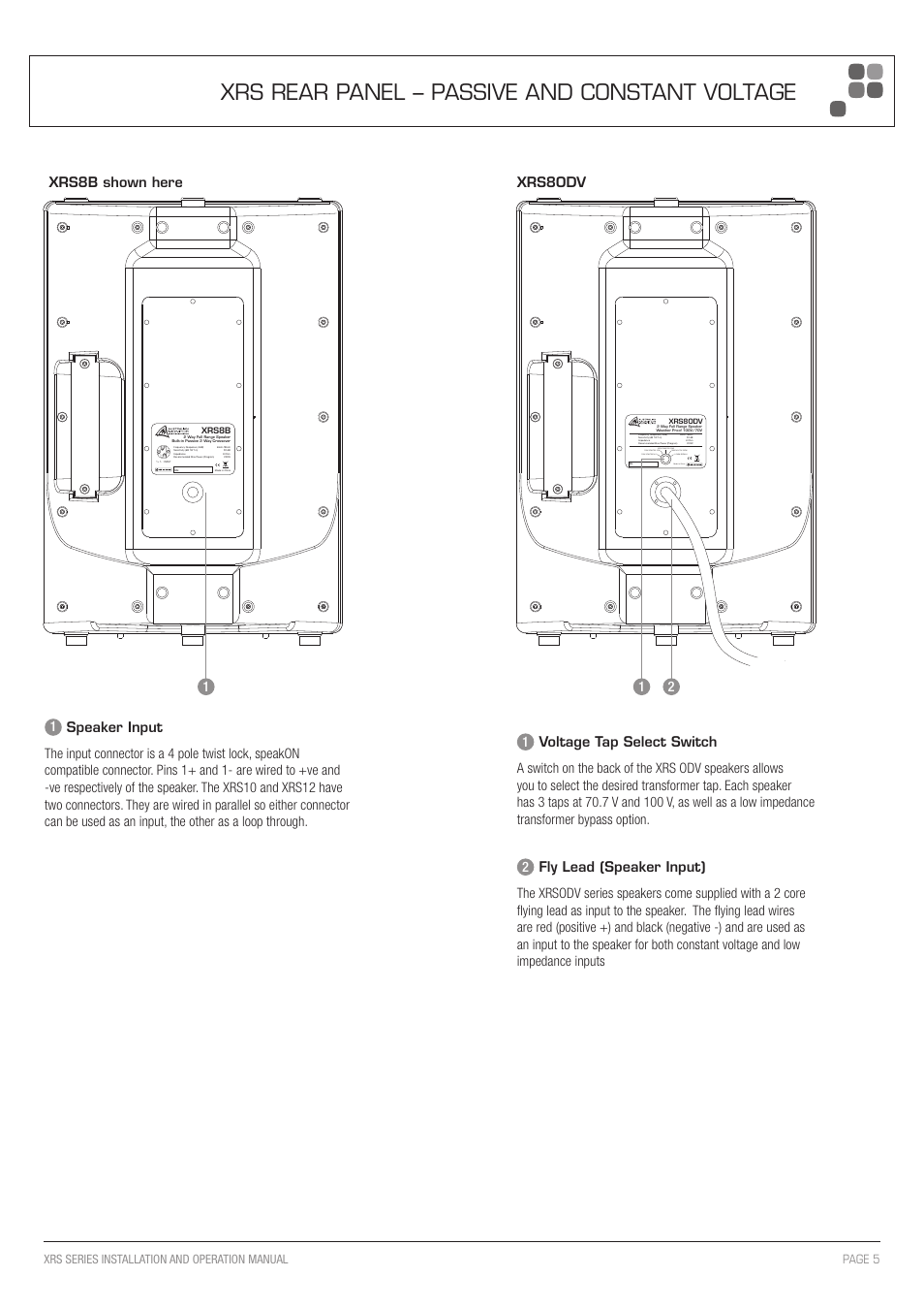 Xrs rear panel – passive and constant voltage, 2+ 1+ 2- made in china | Australian Monitor XRS Manual User Manual | Page 5 / 12