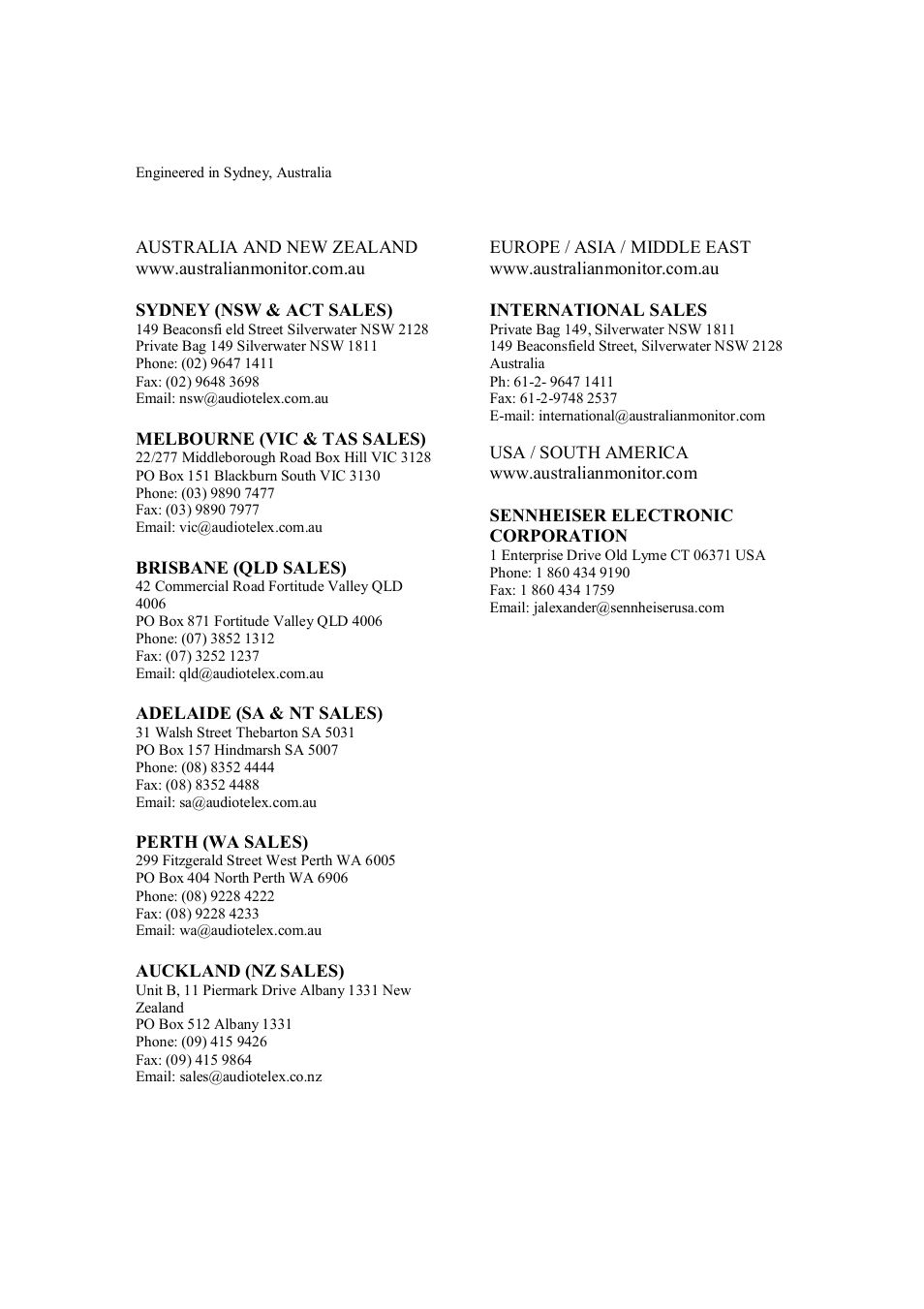 Australian Monitor TX8202 User Manual | Page 10 / 10