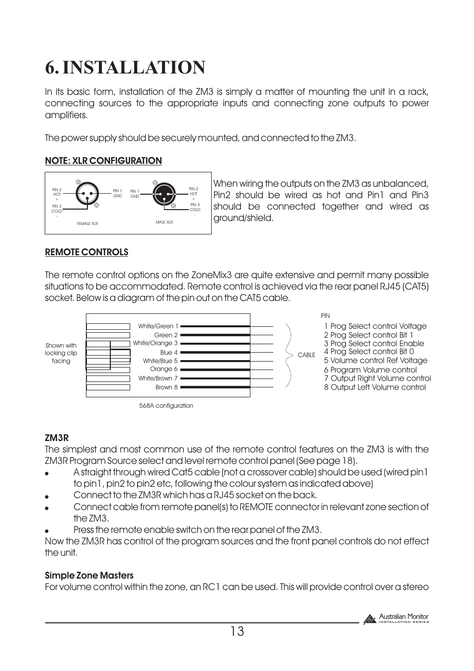 Installation | Australian Monitor Zone Mix 3 User Manual | Page 13 / 24