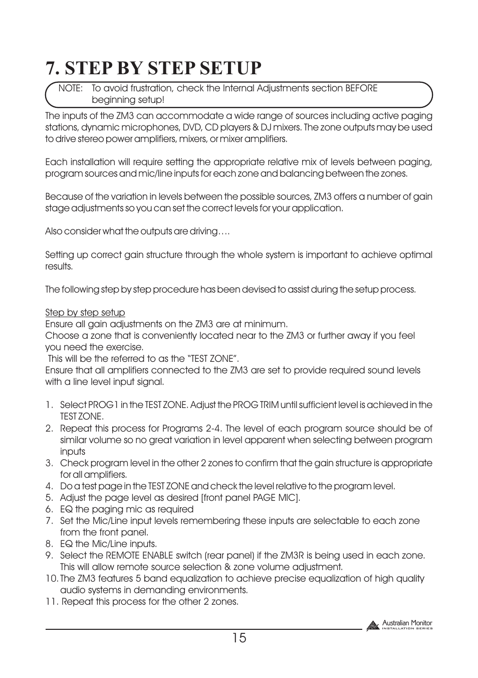 Step by step setup | Australian Monitor Zone Mix 3 User Manual | Page 15 / 24