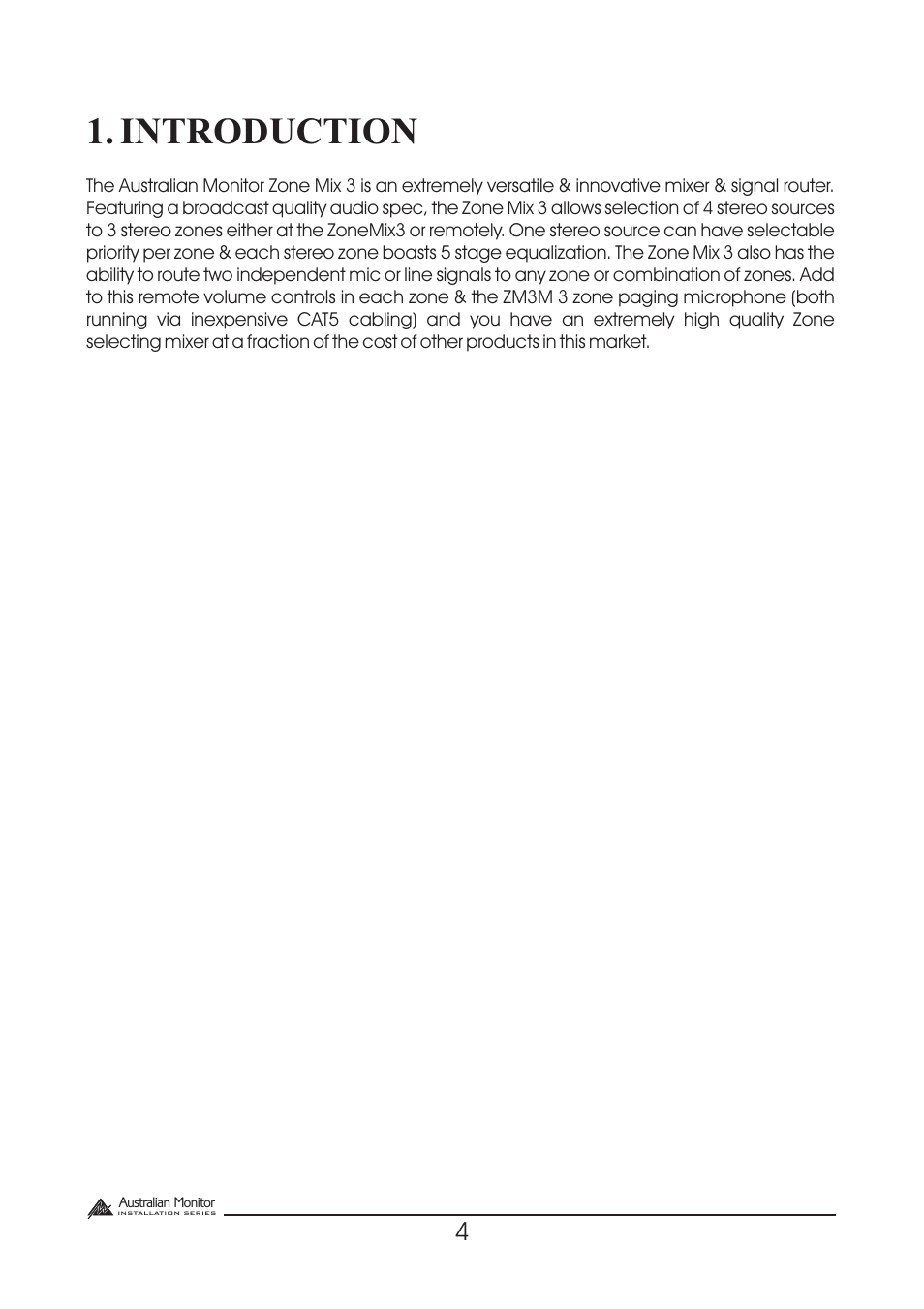 Introduction | Australian Monitor Zone Mix 3 User Manual | Page 4 / 24