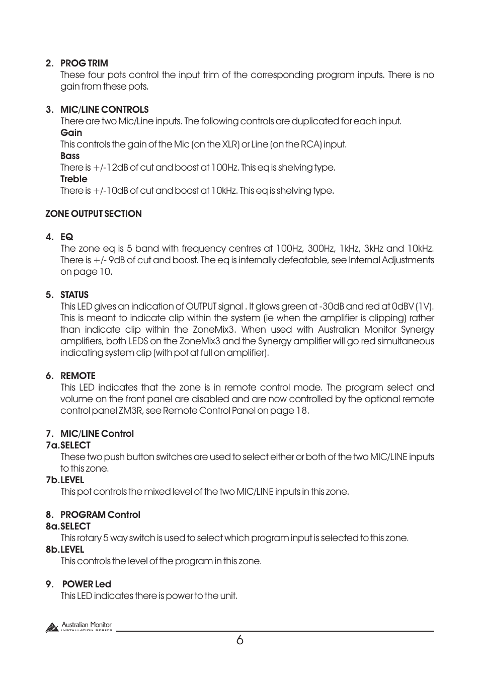Australian Monitor Zone Mix 3 User Manual | Page 6 / 24