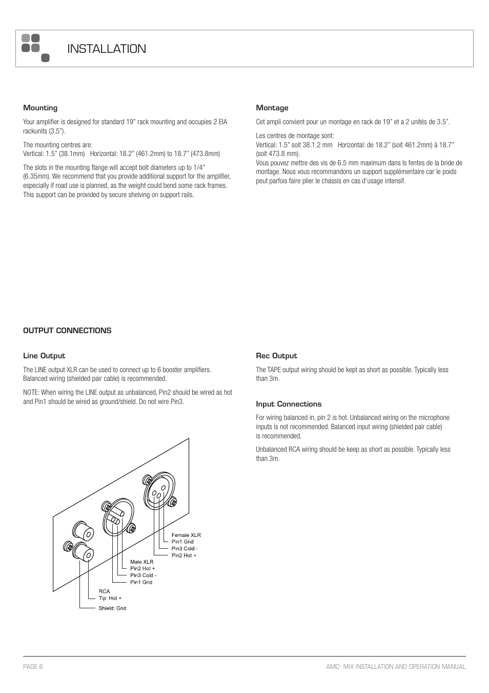 Installation | Australian Monitor AMC+MIX User Manual | Page 6 / 12