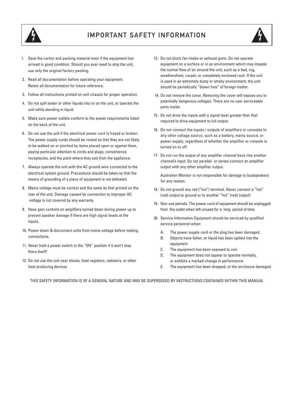 Australian Monitor BGM2TCD User Manual | Page 2 / 8