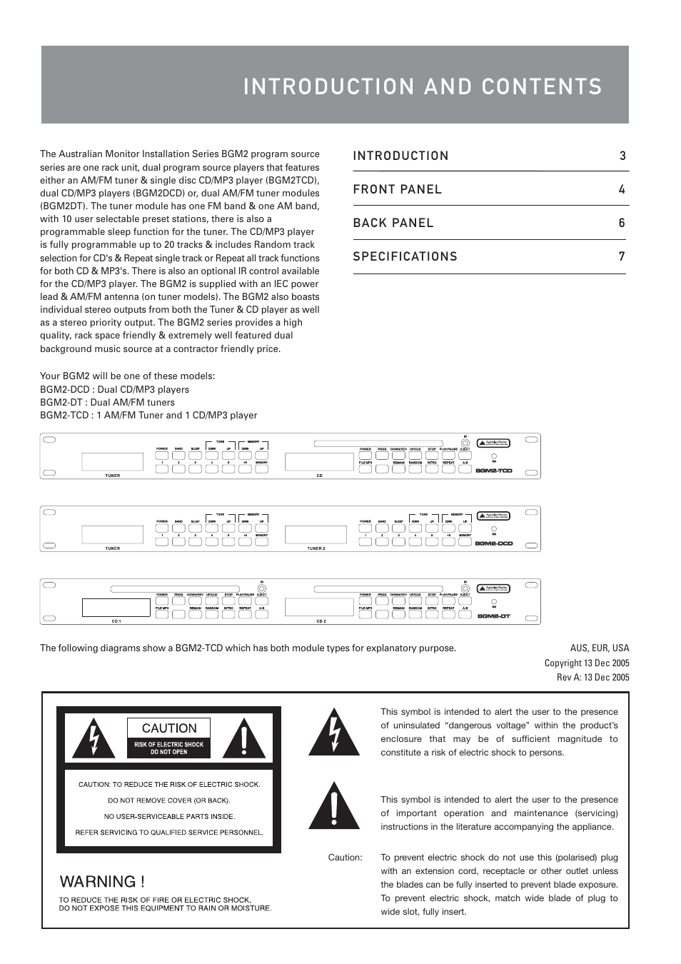 Australian Monitor BGM2TCD User Manual | Page 3 / 8