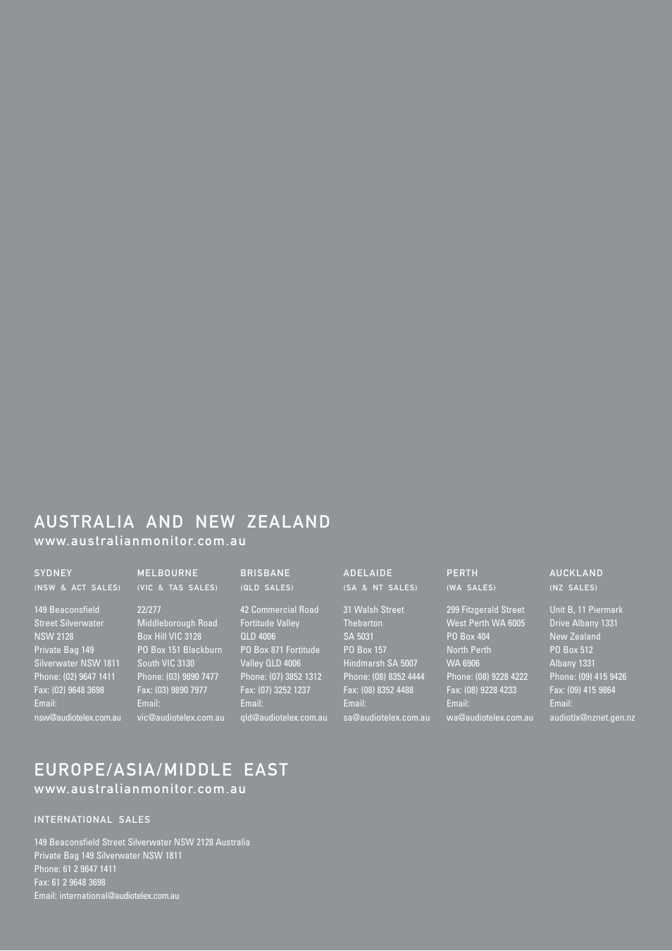 Australian Monitor BGM2TCD User Manual | Page 8 / 8