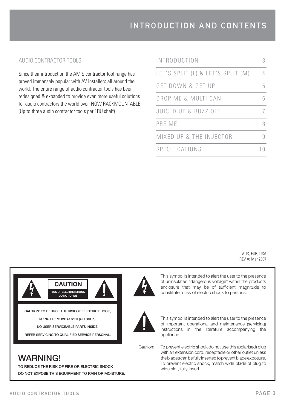 Warning | Australian Monitor Contractor Tools User Manual | Page 3 / 12