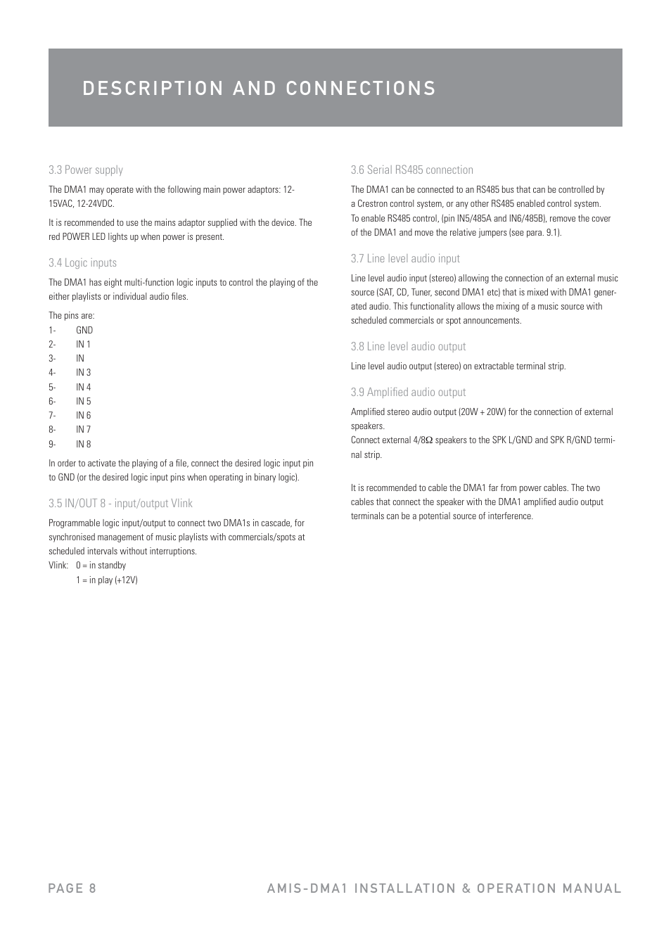 Australian Monitor DMA1 User Manual | Page 8 / 44