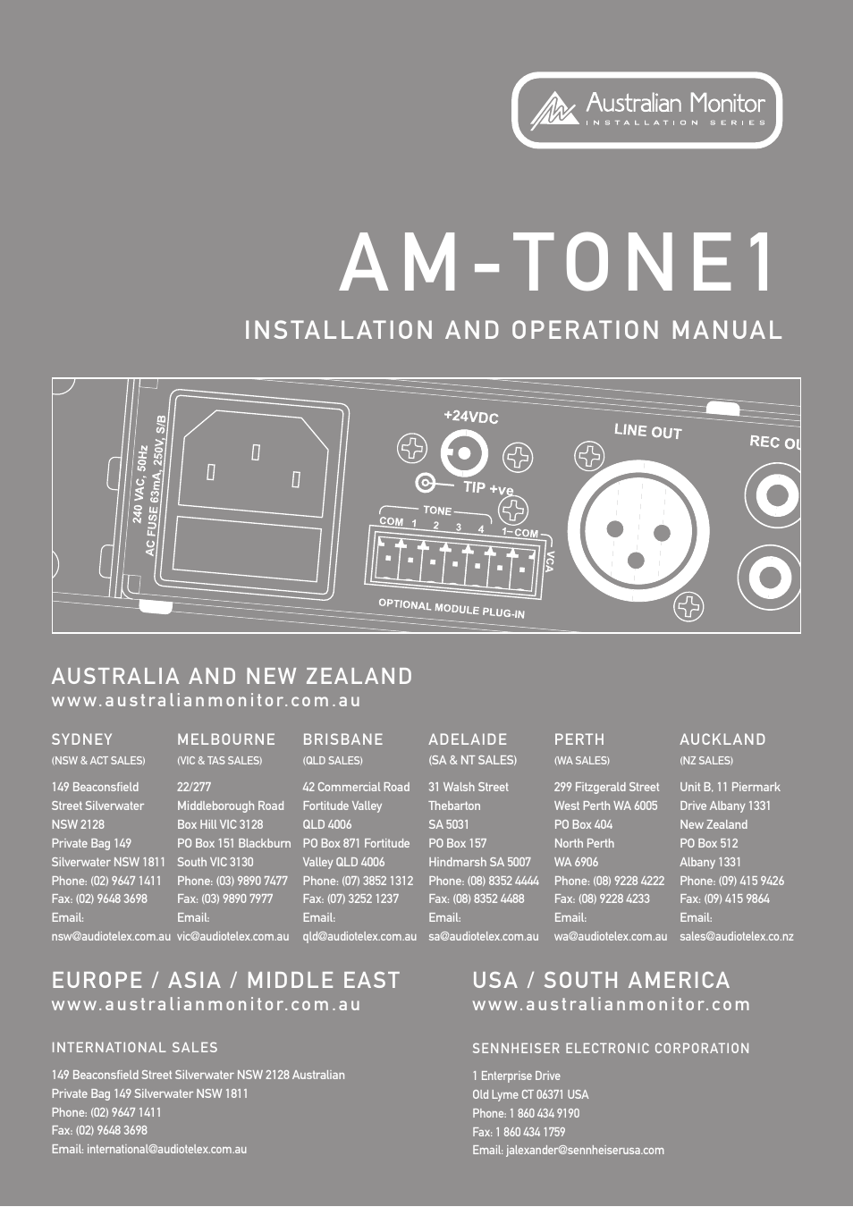 Australian Monitor AM-Tone1 User Manual | 2 pages