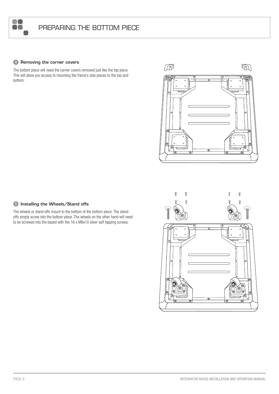 Preparing the bottom piece | Australian Monitor Integrator Rack User Manual | Page 6 / 12