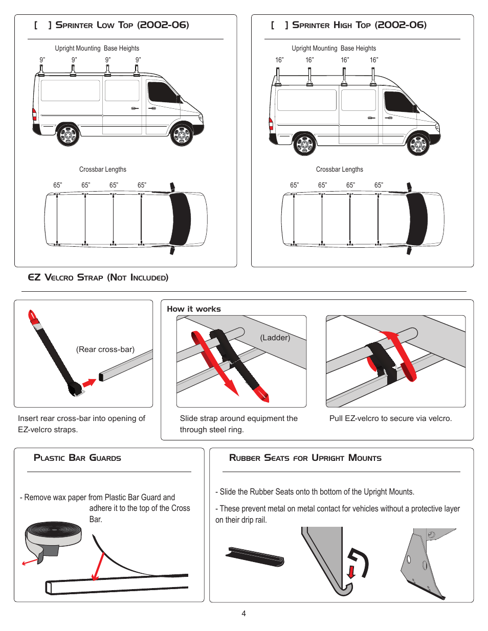 Vantech H1 Rack 2 Bar System for a GMC Savana 1996-On User Manual | Page 4 / 7