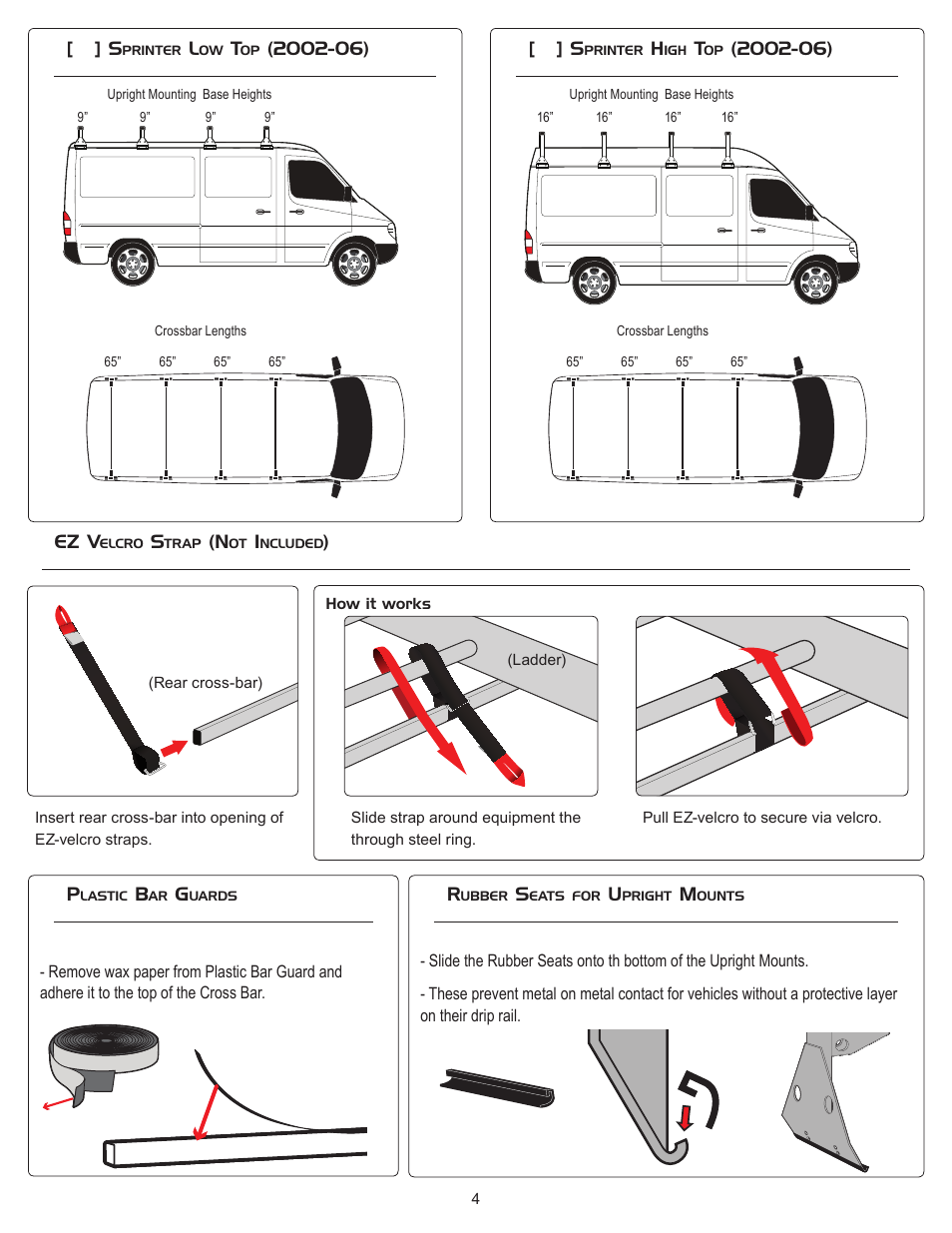Vantech H1 Rack 4 Bar System for a GMC Savana 1996-On User Manual | Page 4 / 7
