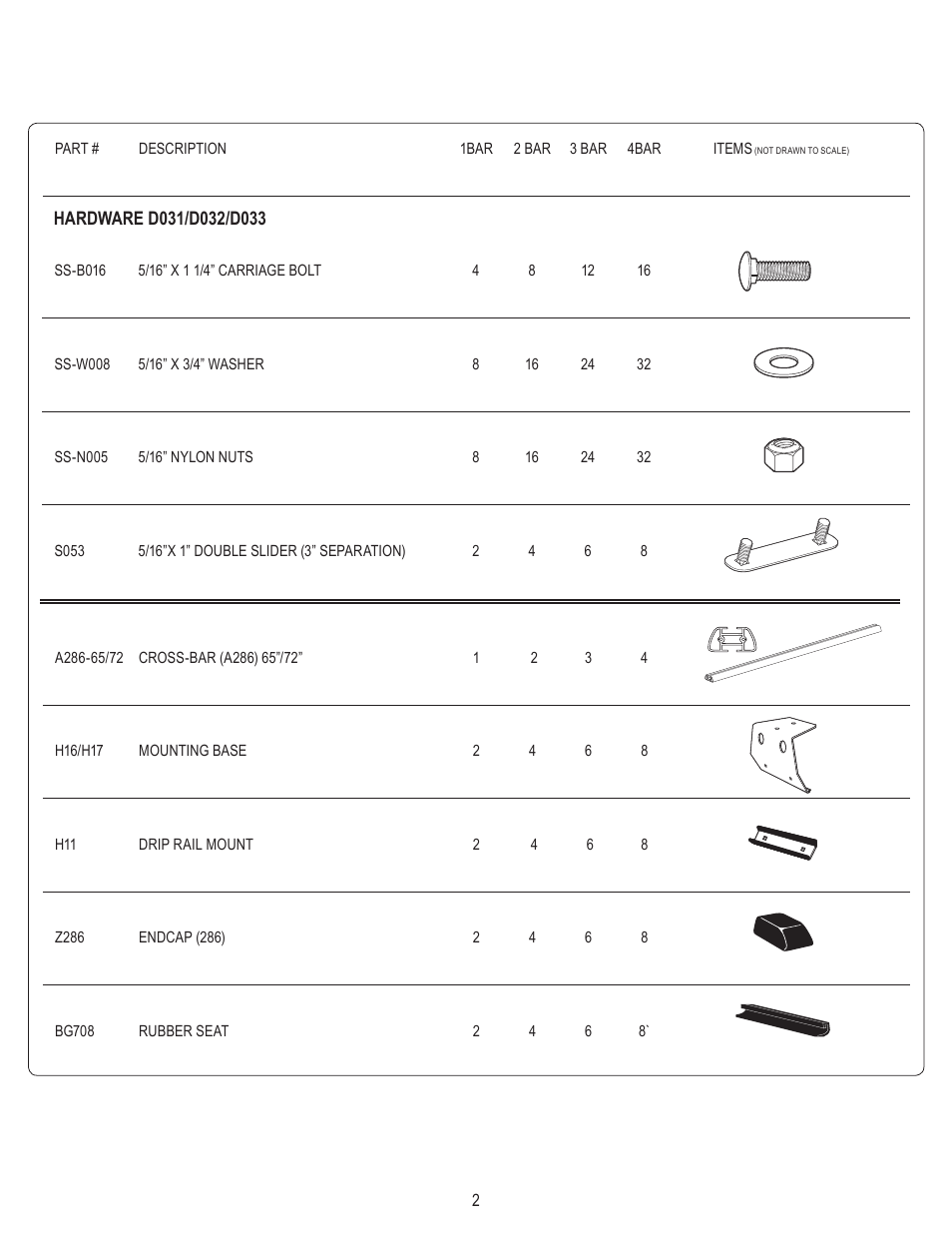 Vantech H3 Rack 3 Bar System for a GMC Savana 1996-On User Manual | Page 2 / 8