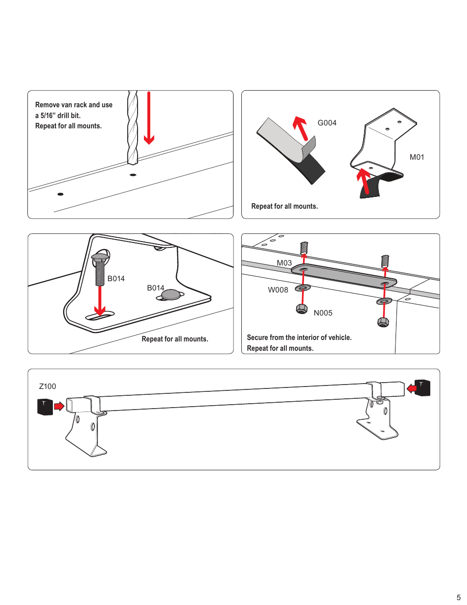 Vantech Steel M4000 ladder rack 50" bars & 96 rails" User Manual | Page 5 / 8