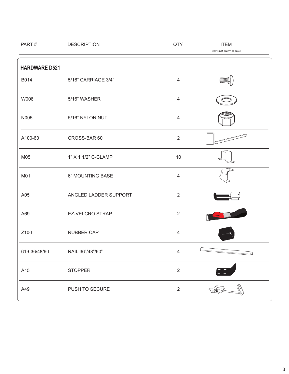 Vantech Steel M4000 ladder rack 60" bars & 96 rails" User Manual | Page 3 / 8