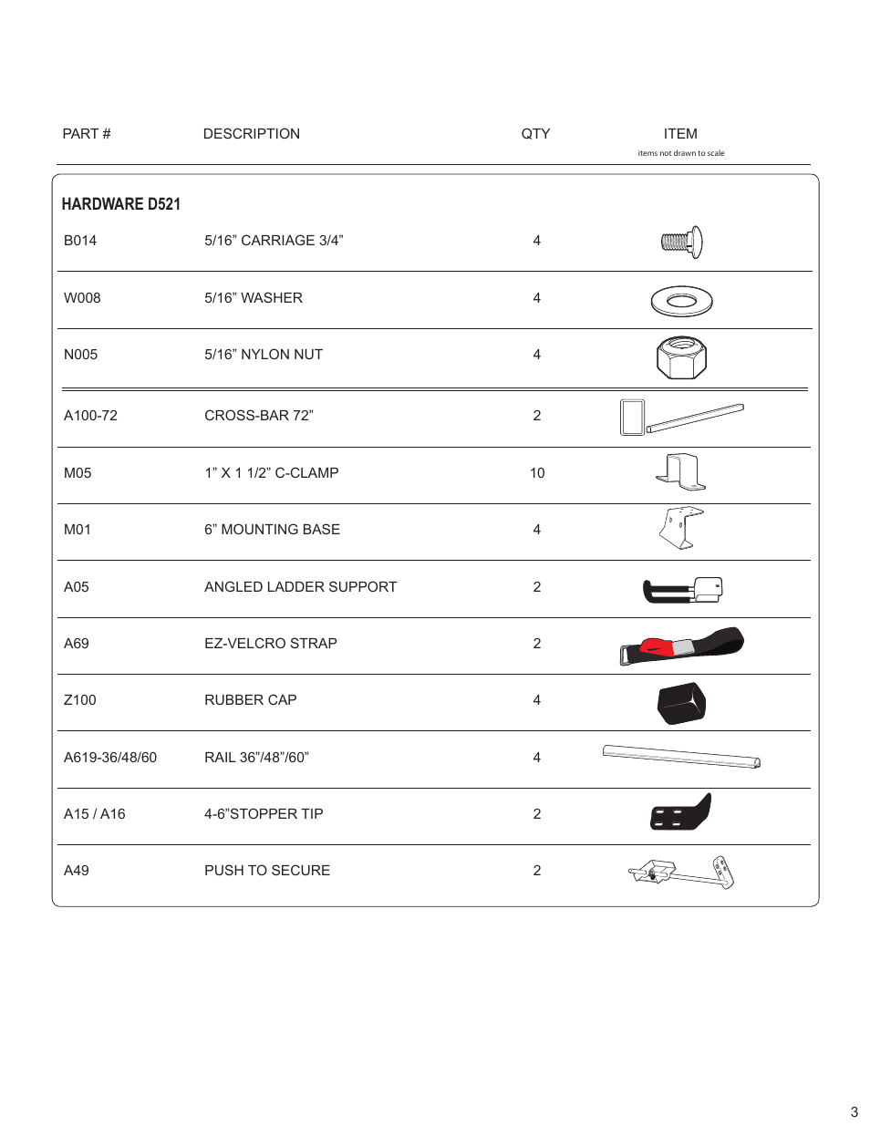 Vantech Steel M4000 ladder rack 72" bars & 96 rails" User Manual | Page 3 / 8