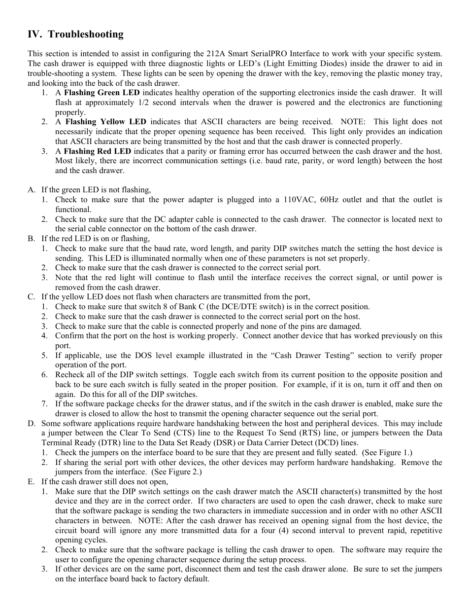 Iv. troubleshooting | APG Cash Drawer Model 212A Smart SerialPRO User Manual | Page 6 / 7