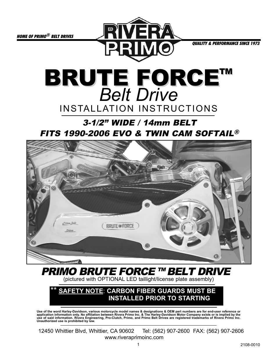 Rivera Primo Brute Force User Manual | 8 pages