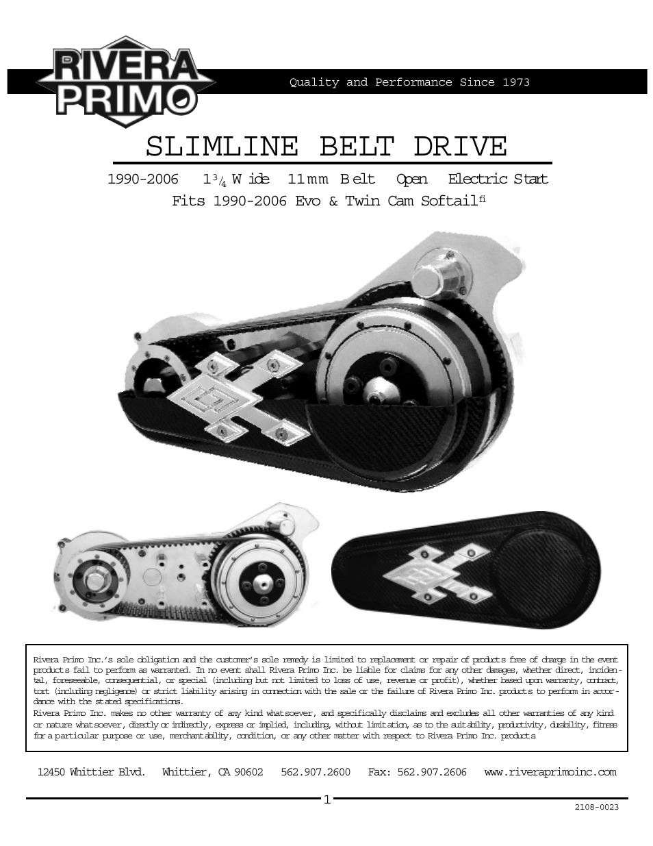 Rivera Primo Slimline Belt Drive User Manual | 5 pages